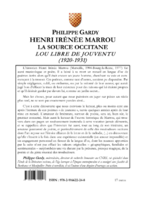 Livre Henri Irénée Marrou, la source occitane 4ème Page de couverture